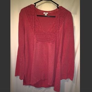 J. Jill Coral Knit Long Sleeve Blouse